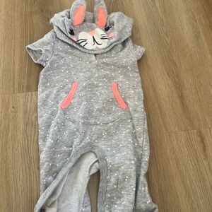Cat & Jack Gray Baby Outfit with Pink Trim